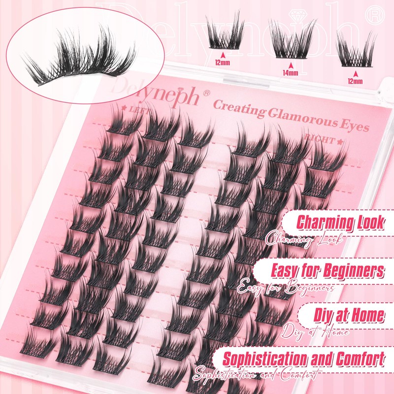 Delyneph Wispy Cluster Lashes Natural Individual Eyelashes Manga Lash Clusters