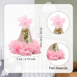 First Birthday Hat, 1st Happy Birthday Party Hats Boho Decorative Birthday Accessories for Baby Birthday Decorations (Pink)