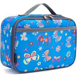 FlowFly Kids Lunch box Insulated Soft Bag Mini Cooler Back to School Thermal Meal Tote Kit for Girls, Boys, Butterfly