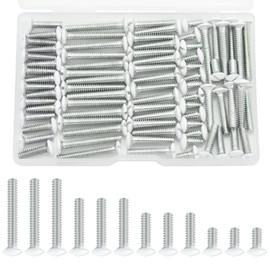 Taezn White Wall Plate Screws, 100 Pieces Outlet Screws 4 Length Sizes 6-32 Thread Switch Plate Screws Perfect Replacement for Outlet Cover and Light Plate