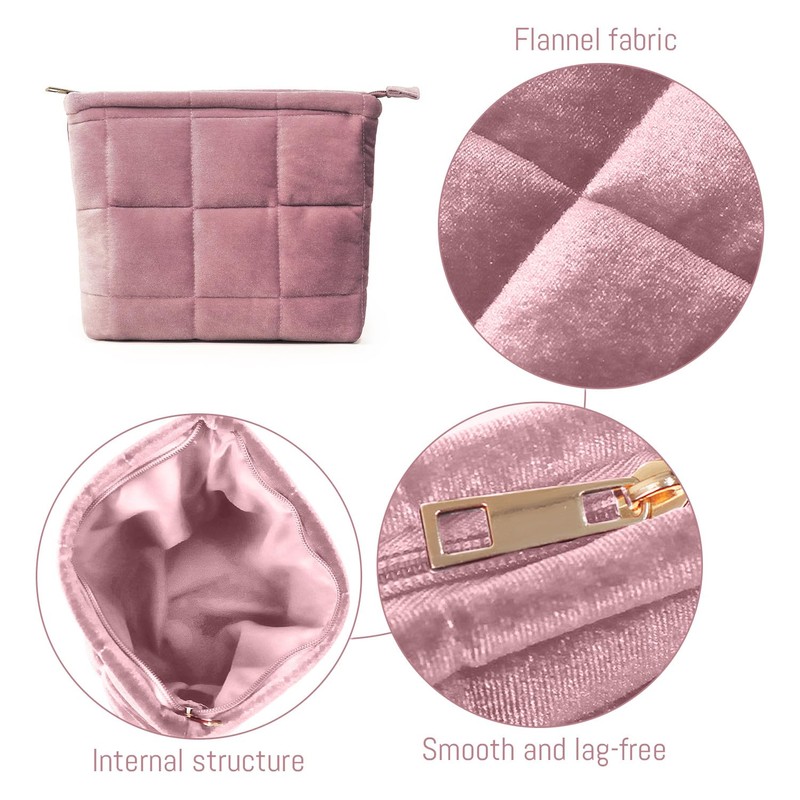 1 Velvet Makeup Bag, Large Capacity Storage Bag, Women's Travel