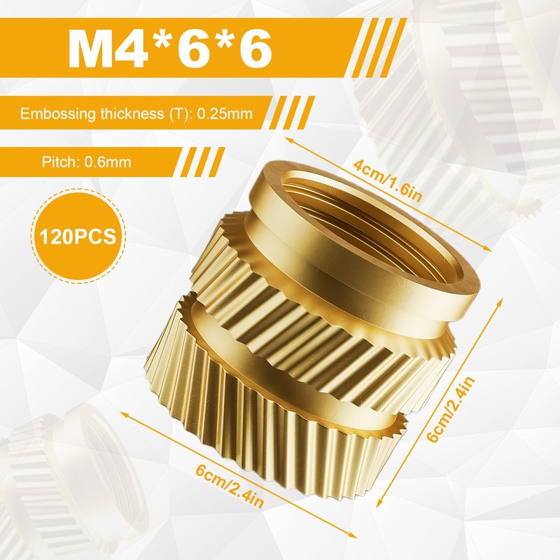 KWJEIULSOQ 120pcs Threaded Inserts for Plastic, M4 Heat Set Insert