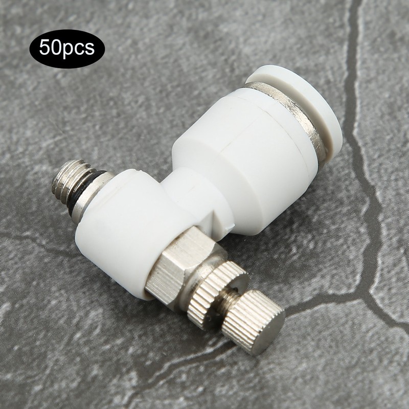 50Pcs Air Flow Control Valve Pneumatic White Adjustment Durable Quick