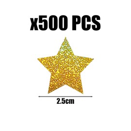 500 Sheets Glitter Star Stickers, Golden Star Stickers, Reward Stickers for Children, Suitable for DIY Greeting Cards, Manuals, Crafts, Daily and Decoration in Holiday Atmosphere