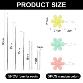 5-Piece Sewing Needle and 3-Piece Threader, Sewing Tools, Sewing Leads, Large Hand-Made Sewing Needles, Sewing Accessories
