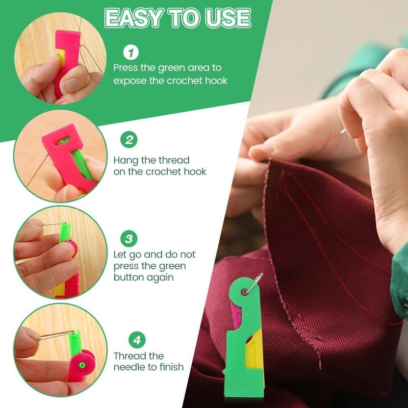 Automatic Needle Threader Tool, Ergonomic Quick Threading Tool for Sewing,