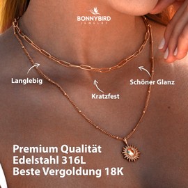 BONNYBIRD® Women's BonnyLink Link Premium Necklace without Pendant Made of Stainless Steel in Silver, Gold & Rose Gold, 100% Waterproof and Skin-Friendly, Stainless Steel