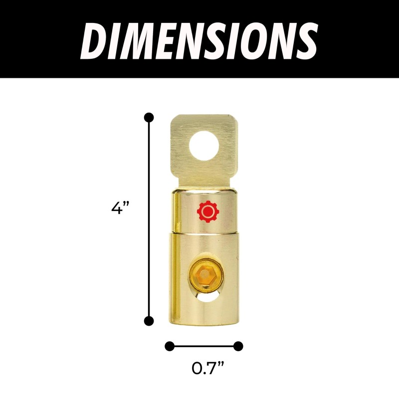 InstallGear 1/0 AWG Gauge Gold Ring Set Screw Battery Ring