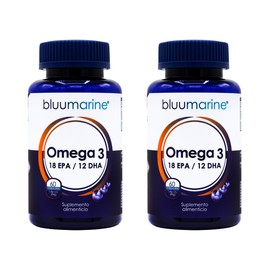 BLUUMARINE Pack 2x1 Omega 3 con 18 EPA y 12 DHA, Suplemento Alimenticio, 60 cpsulas cu, Apoyo Cardiovascular, Cerebral y Ocular                       