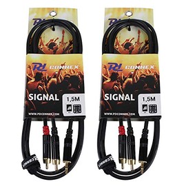 Power Dynamics 2x PD Connex 2x RCA Phono Male To 3.5mm Jack Male Cables 1.5m