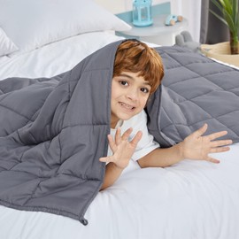 Weighted Blanket Kids (7lbs, 40"x60" Throw Size) - Cooling and Breathable Heavy Blanket for 60-90lbs with Premium Glass Beads - Soft Thick Blanket for All-Season Sleeping Comfort - Grey