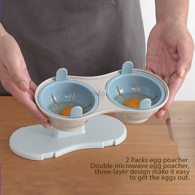 Egg Poacher Microwave Egg Cooker, 2 Cavity Edible Silicone Double