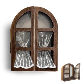 Cute Fairy Door Outlet Cover, Wooden Door Light Switch Cover with Adhesive Tape, Handmade Romantic Fairycore Wall Decor (Brown)