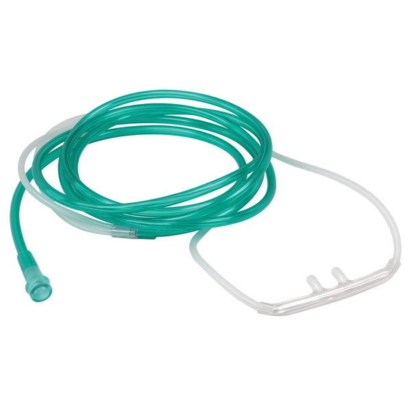 Sunset Healthcare Solutions 5pk 7Ft Soft Adult High Flow Oxygen Nasal Cannula w/Kink-Free Supply Tubing (RES1107SHF), Green