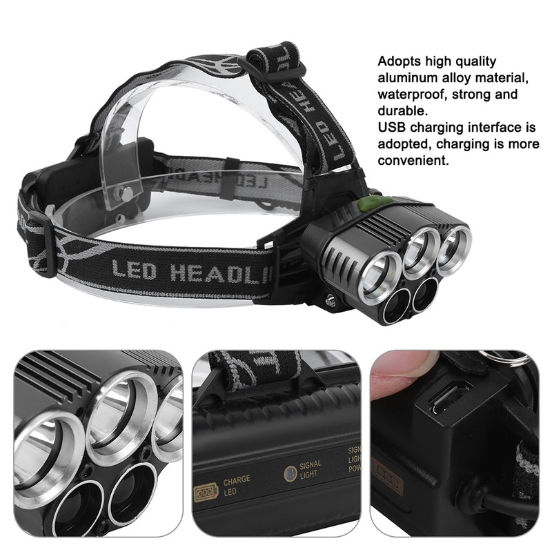 USB Charging T6 Headlamp Waterproof Head Light Lamp Torches Flashlight