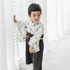Augelute Hakama Romper and Socks Set, Open Front, Boys and