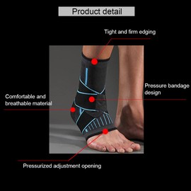 TOFBS 1 Pair Ankle Brace, Adjustable Ankle Brace, Foot Bandage, Ankle Bandage with Velcro Fastening for Men and Women, Ankle Pain (Blue)
