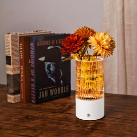 Cordless Table Lamps Small Vase Lamp Outdoor Decor Battery Operated Lights Led For Bedroom Unique Desk Light Office Rechargeable Home 4000mah Coffee Dining Bar Accessories With Usb Port (White)