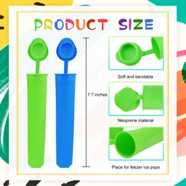 6 Pack Silicone Ice Pop Mold Reusable Silicone Popsicle Molds with Lids DIY Popsicle Tubes with Clean Brush for Popsicles Yogurt (Solid Color)