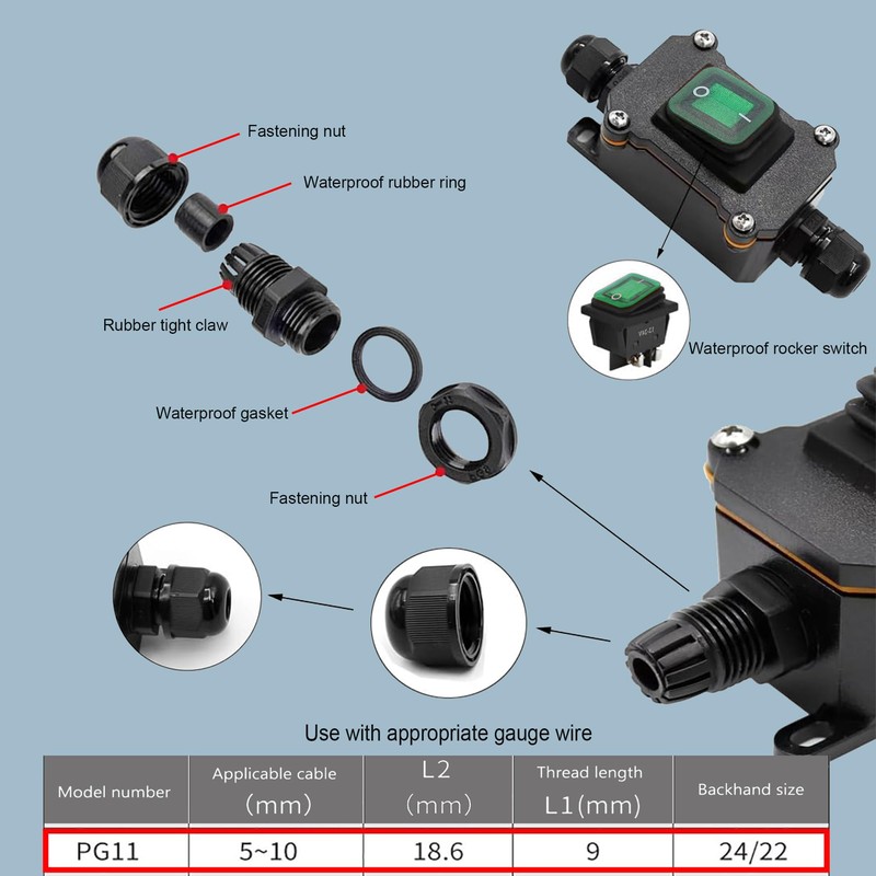 Daohaodeli 110V AC DPST On Off Outdoor Toggle Switch,IP65 Waterproof