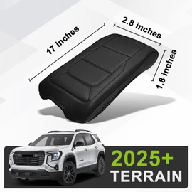 Muslogy Center Console Armrest Cover Compatible with GMC Terrain 2025 2026 Comfort Armrest Pad Arm Rest Cushion Vegan Leather Protector Regular Thick