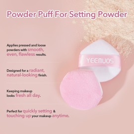 YEEMUOS 4 Pcs Setting Powder Puffs, Makeup Puff for Face and Body, Beauty Makeup Sponge Tools for Loose and Pressed Powder, Soft Velvet Powder Puff for All Skin (Pink)
