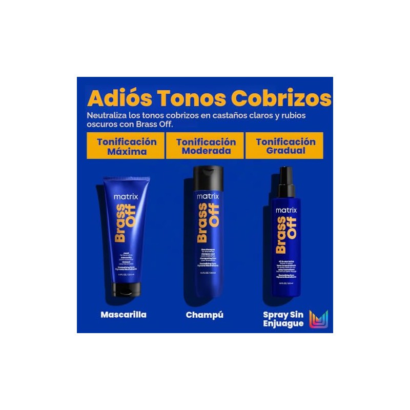 Matrix Brass Off Mascarilla Matizadora Azul Neutralizar Reflejos Naranjas Cabello