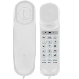 Corded House Phones Landline, Wall Mountable Or Desk Landline Telephone, Dial Pad on Base unit Home Phone, Landline Phones Last Number Redial, Pause, Flash for Office, Hotel, Home, Bathroom -White