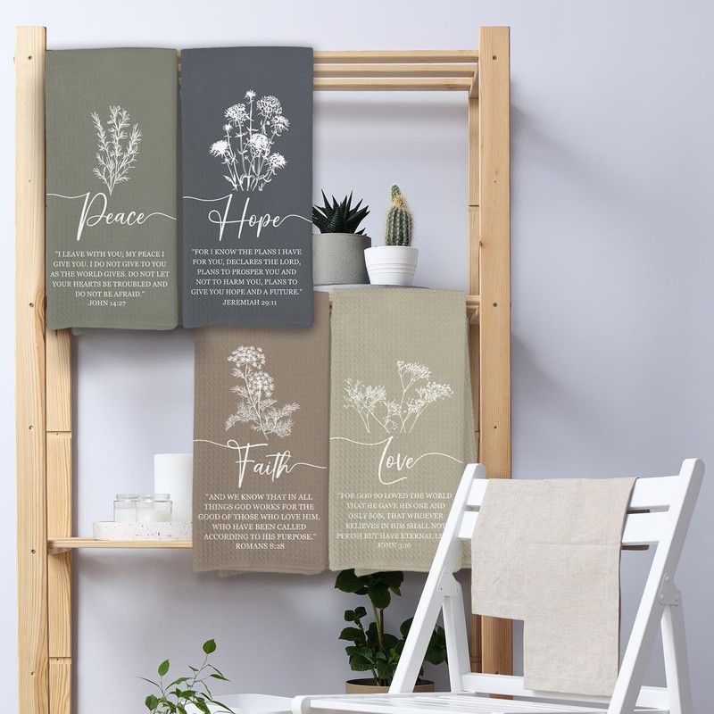 KTYHD Boho Christian Bible Verses Kitchen Towels, Boho Bible Verses