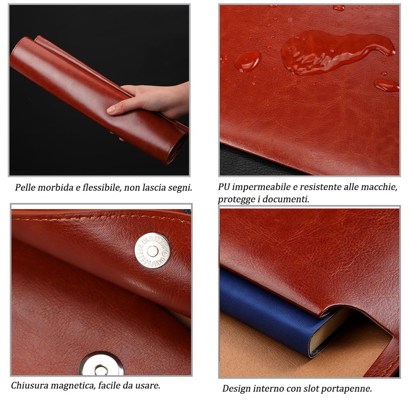 RisePlus Document Folder A4 Leather Briefcase A4 PU Leather Waterproof
