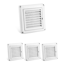 QWORK 4" Louvered Vent Cover, 4 Pcs Covers for Outdoor Dryer Vent Exhaust Air Covers (white)
