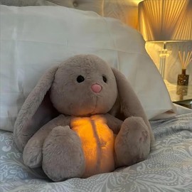Breathing Stuffed Rabbit Anxiety relief Plush Portable Plush Toy with Light and Sound for Soothing Anxiety and Improving Sleep