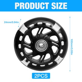 LYPPUL Luminous Stunt Scooter Wheels, Pack of 2 100 mm LED Scooter Replacement Wheels with ABEC, LED Light Wheels, 9 Ball Bearings, Flashing LED Scooters Wheels Hardness 88A, Suitable for All Sorts of