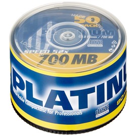 PLATINUM CD-R 700 MB CD blanks 52x speed, 80 min, 50er spindle
