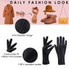 Women's Winter Leather Gloves Nappa Lambskin Gloves Warm Cashmere Lined,Black,XXL