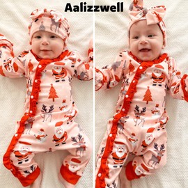 Aalizzwell Preemie Baby Girls Christmas Romper Infant Winter Clothes Premature Coming Home Outfit Xmas Clothing