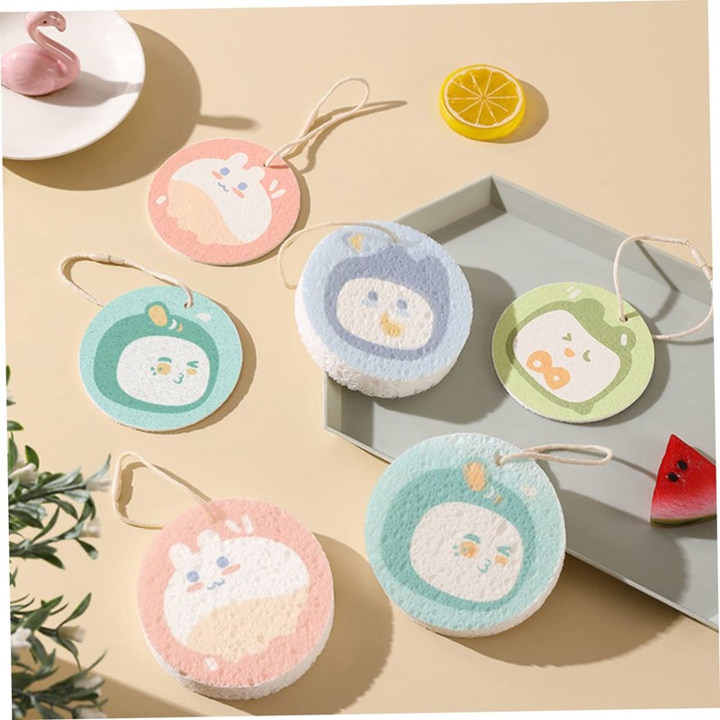 CHILDWEET 5pcs Cartoon Dish Scrubber Reusable Kitchen Cleaning Sponges for