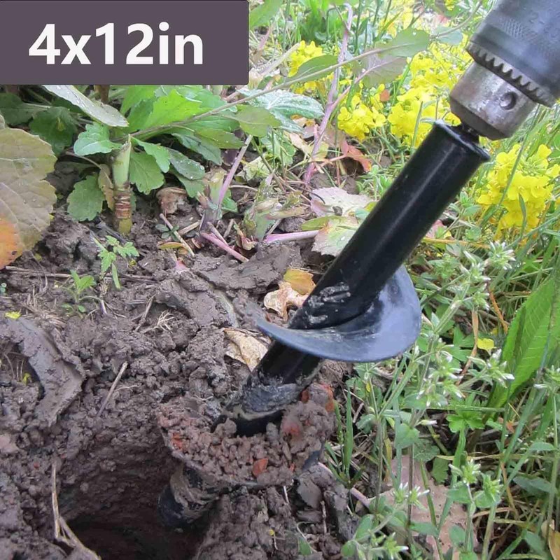 TCBWFY 4"x12"Auger Drill Bit for Planting Digging Holes,Garden Plant Flower