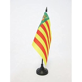 AZ FLAG PROVINCE OF CASTELLÓN TABLE FLAG 5'' x 8'' - CASTELLON DESK FLAG 21 x 14 cm - Black plastic stick and base