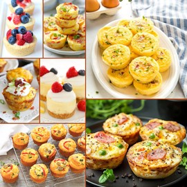 Juome Silicone Egg Bite Molds - 12 Cups Silicone Muffin Pans for Baking, Nonstick Cupcake Pan Silicone Mold for Making Tarts, Meatloaf and Mini Cheesecakes