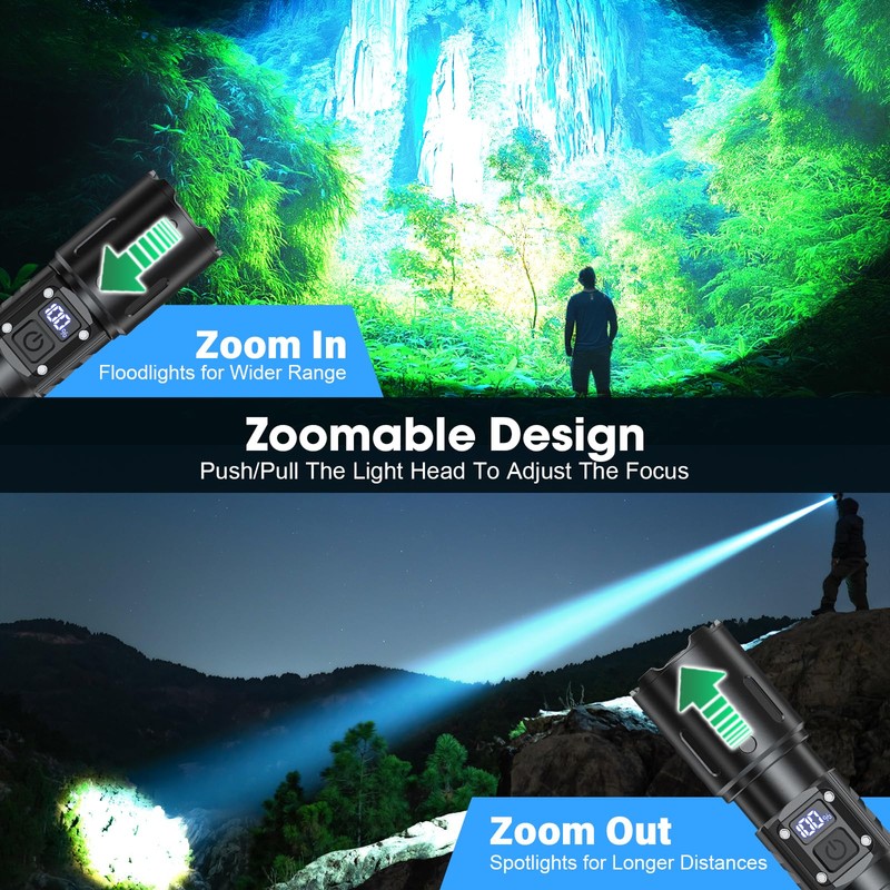 Hoxida Rechargeable LED Flashlights High Lumens, 2000LM Super Bright Flashlight