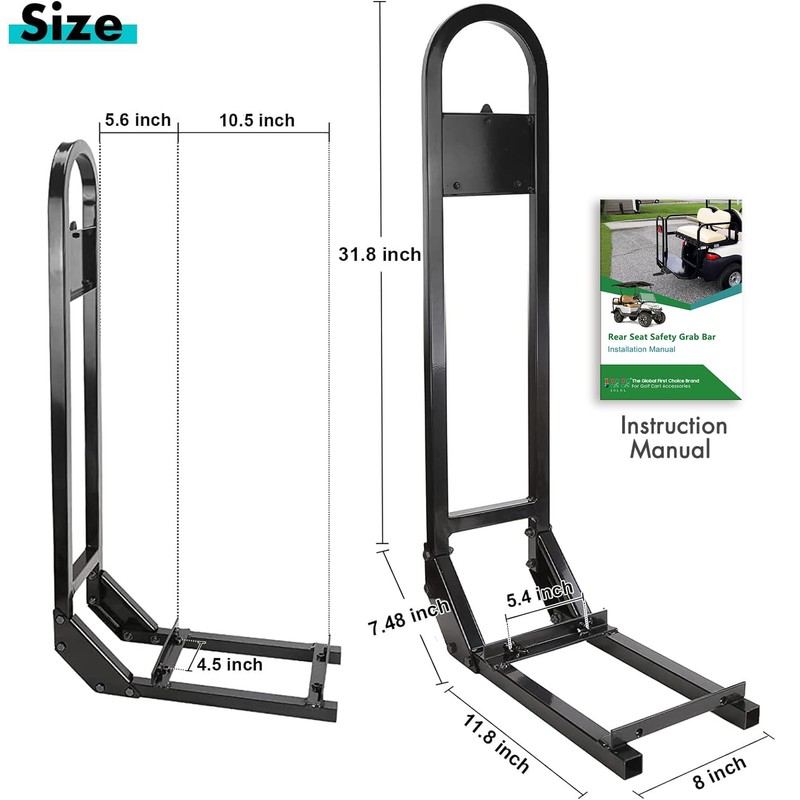 10L0L Universal Golf Cart Rear Safety Grab Bar Compatible with
