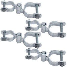 1-3/8" x 2-3/8" Chain Link Fence Gate Post Hinge Kit, Set of 4, Galvanized Steel Chain Link Fence Gate Hinge with 2 PCS Female Gate Frame Hinge and 2 PCS Male Gate Post Hinge, Bolts & Nuts Included
