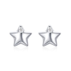Cute Mini Star Stud Earrings 925 Sterling Silver CZ Crystal Tiny Lucky Star Cartilage Earrings Tragus Studs Piercing Posts Hypoallergenic Minimalist Jewelry Gifts for Women