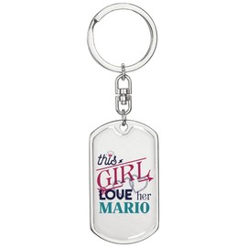 Mario Keychain With Name - This Girl Loves Her Mario - Couple Gift Keychain for Boyfriend Husband from Wife Girlfriend - Wedding Anniversary Valentine Christmas Key Ring