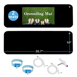 ATE Health ATE Health Grounding Mat Kit (2 Pack) - 2 Grounding Mats (10 x 26.7 inches) with Adapter, 2 Cords (15ft) and 2 Wristbands - Black, Reduce Inflammation, Improve Sleep, Help with Anxiety
