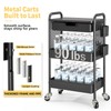 3 Tier Metal Rolling Cart with Drawer, Black Utility Storage