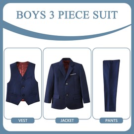 TAMIFLY Boys Suit Navy Blue Kids Suits for Boys Teen Toddler Boy Suit for Wedding Kids Clothes Easter First Communion Suits Size 16