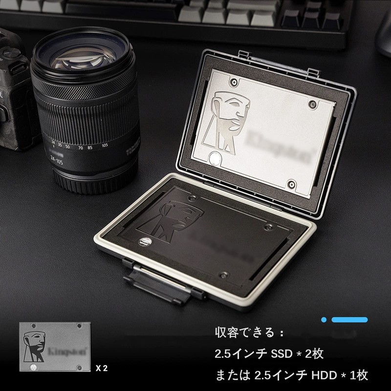 JJC 2.5" SSD Hard Drive Storage Case, Holds 2 2.5"