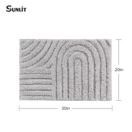 Sunlit - Alfombra de baño decorativa con textura bohemia de 50 x 76 cm, moderna y antideslizante, absorbente, suave, orgánica, moderna, lavable a máquina, color gris claro